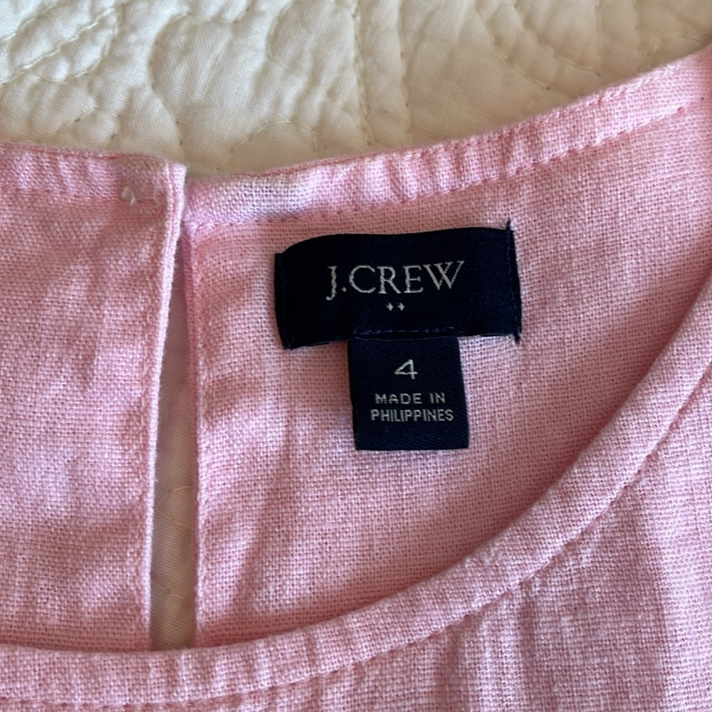 J. Crew Linen Dress Pink Tiered Ruffle Sleeveless Womens 4 Pockets Flowy Cottage - Picture 4 of 17